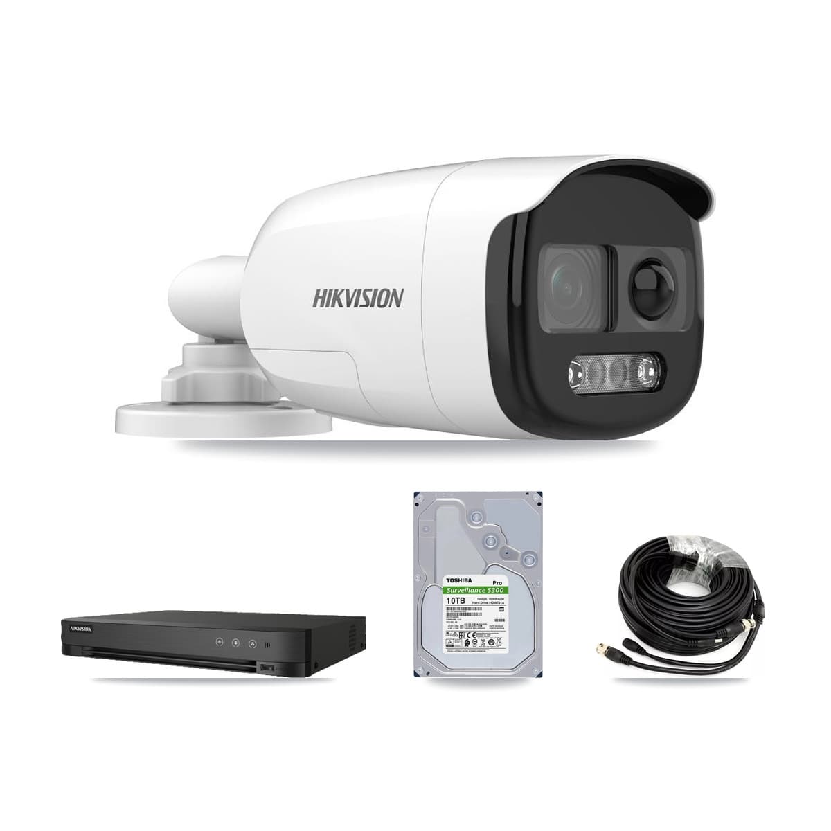 Hikvision 8-Channel 5MP CCTV Kit — 8 DS-2CE12KF3T-PIRXO Bullet Cameras + 10TB Recording (IDS-7208HUHI-M1/E Recorder)