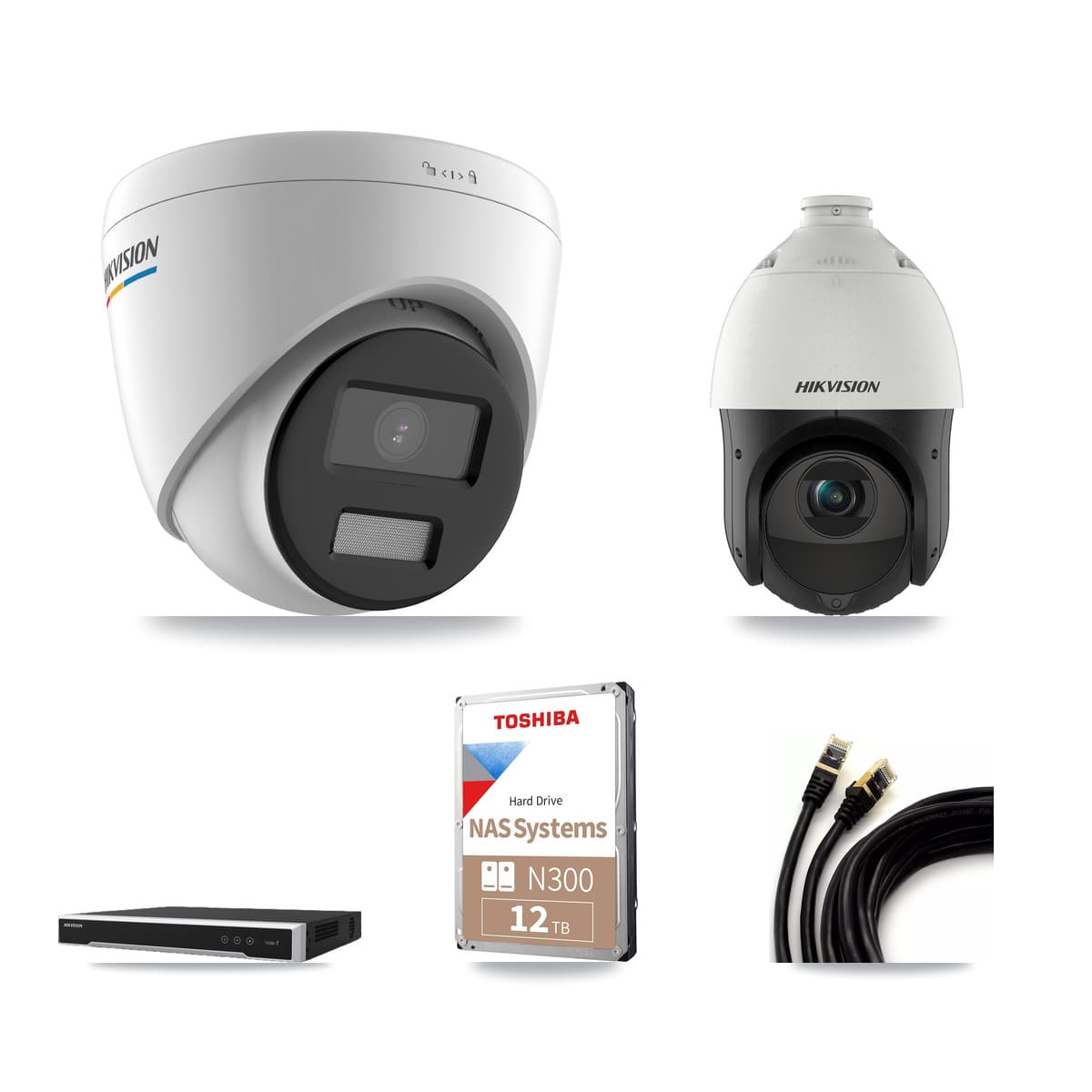 Hikvision 16-Channel 2MP – 4MP CCTV Kit — 15 2MP Turret + 1 4MP PTZ Cameras + 12TB Recording