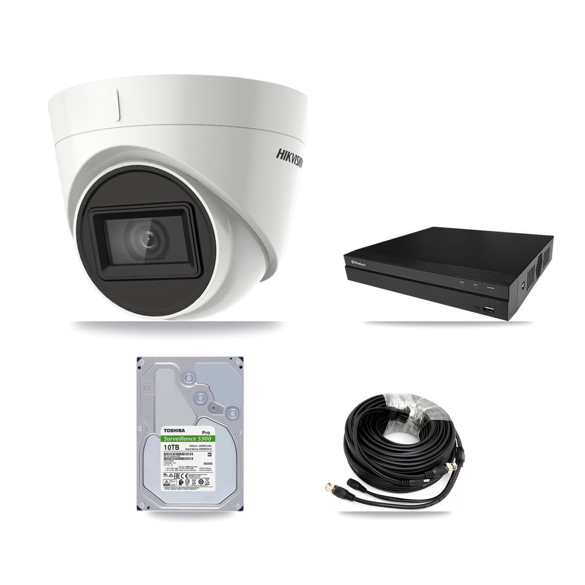 Hikvision & Prolux 8-Channel 4K CCTV Kit — 6 DS-2CE78U1T Turret Cameras + 2× 10TB Recording