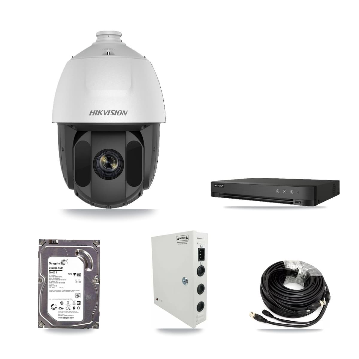 Hikvision 4-Channel 2MP CCTV Kit — 3 DS-2AE5225TI PTZ Cameras + 2TB Recording (DS-7204HGHI Recorder) - Image 1