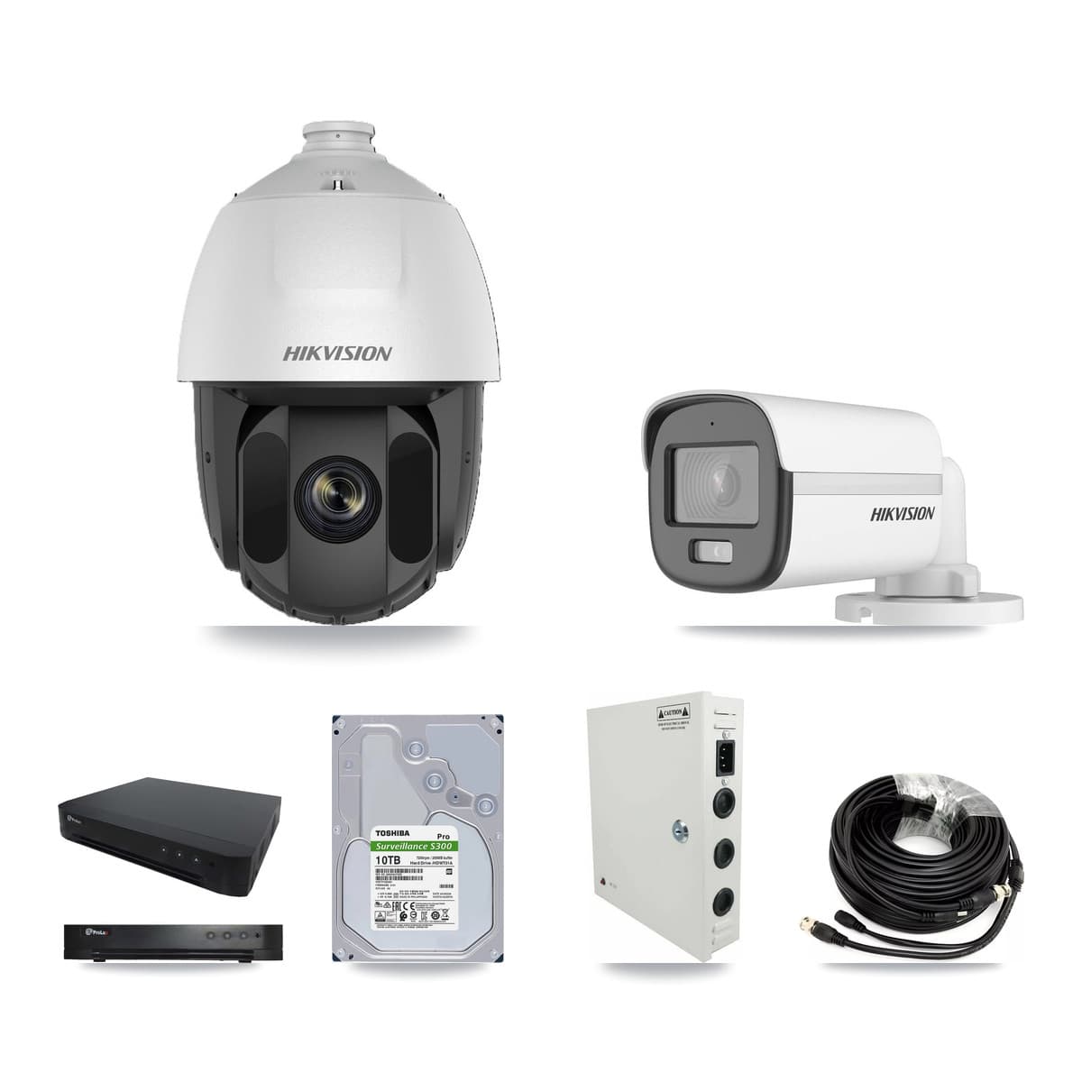 Hikvision & Prolux 16-Channel 2MP – 5MP CCTV Kit — 15 DS-2AE5225TI 2MP PTZ + 1 DS-2CE12KF0T 5MP Bullet Cameras + 10TB Recording - Image 1