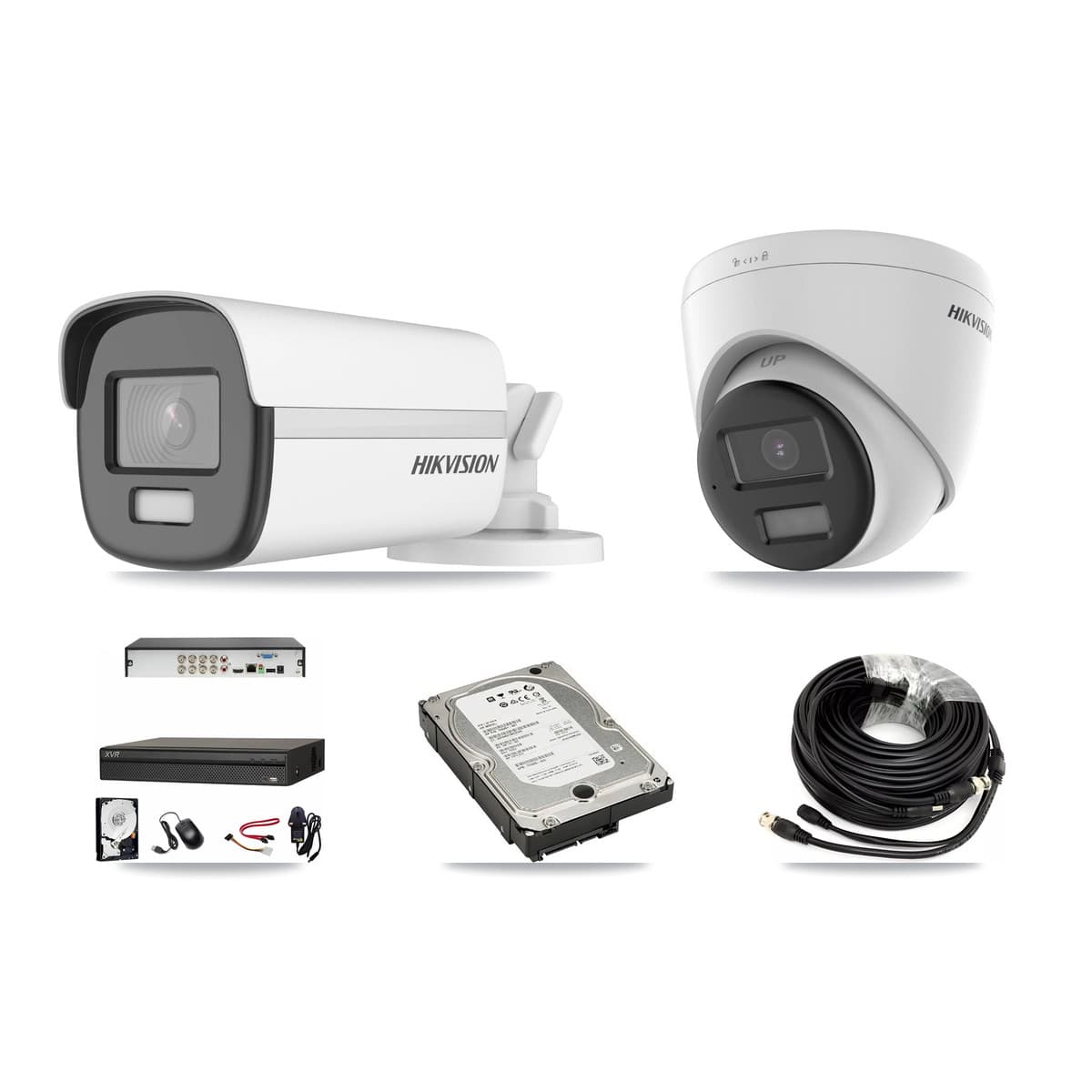Hikvision & Dahua 8-Channel 4K CCTV Kit — 1 DS-2CE12UF3T Bullet + 1 DS-2CE78U0T Turret Cameras + 5TB Recording (XVR-3108AD Recorder) - Image 1