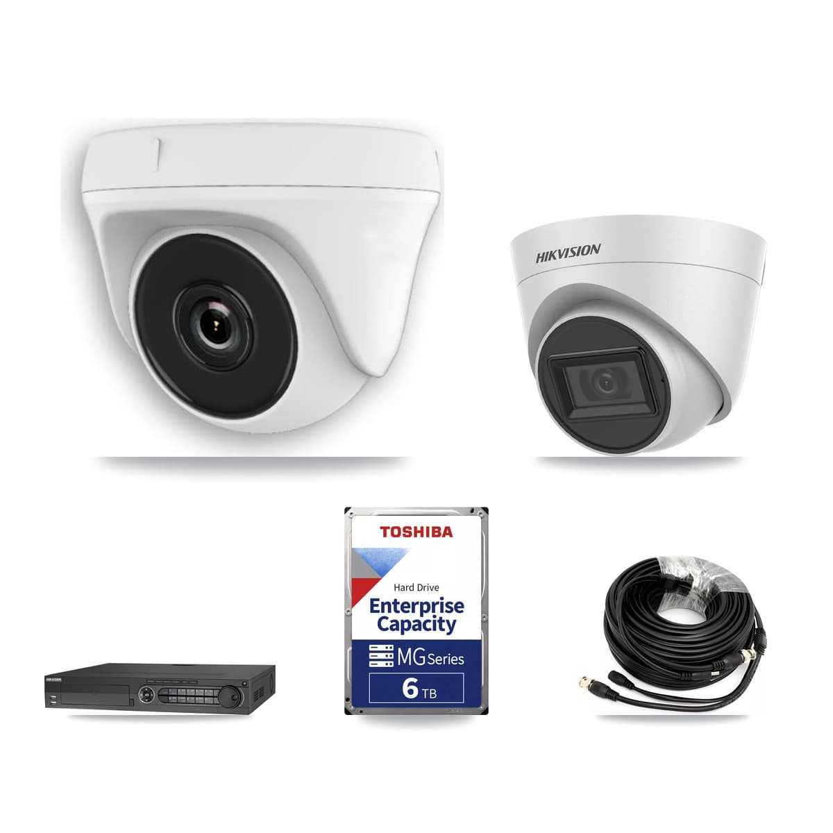 Hikvision 32-Channel 2MP – 5MP CCTV Kit — 2 White 5MP Turret + 5 White 2MP Dome Cameras + 6TB Recording (DS-7332HQHI Recorder) - Image 1