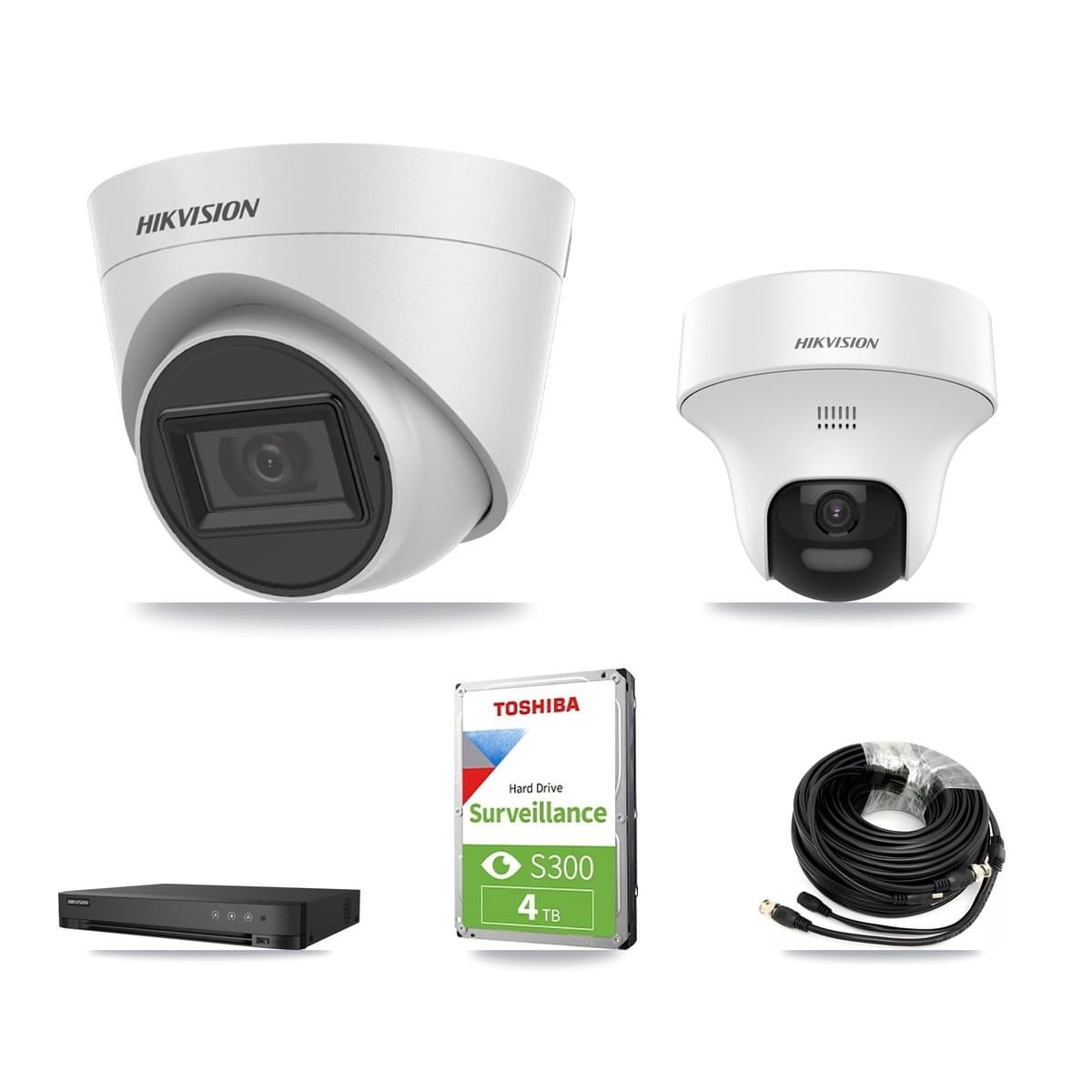 Hikvision 4-Channel 5MP CCTV Kit — 1 DS-2CE70K0T + 2 DS-2CE78H0T Turret Cameras + 4TB Recording