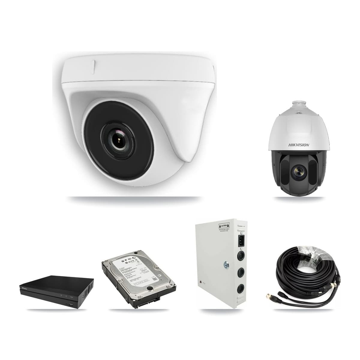 Hikvision & Prolux 8-Channel 2MP CCTV Kit — 1 PTZ + 7 White Dome Cameras + 5TB Recording (PXD-5208AN Recorder) - Image 1