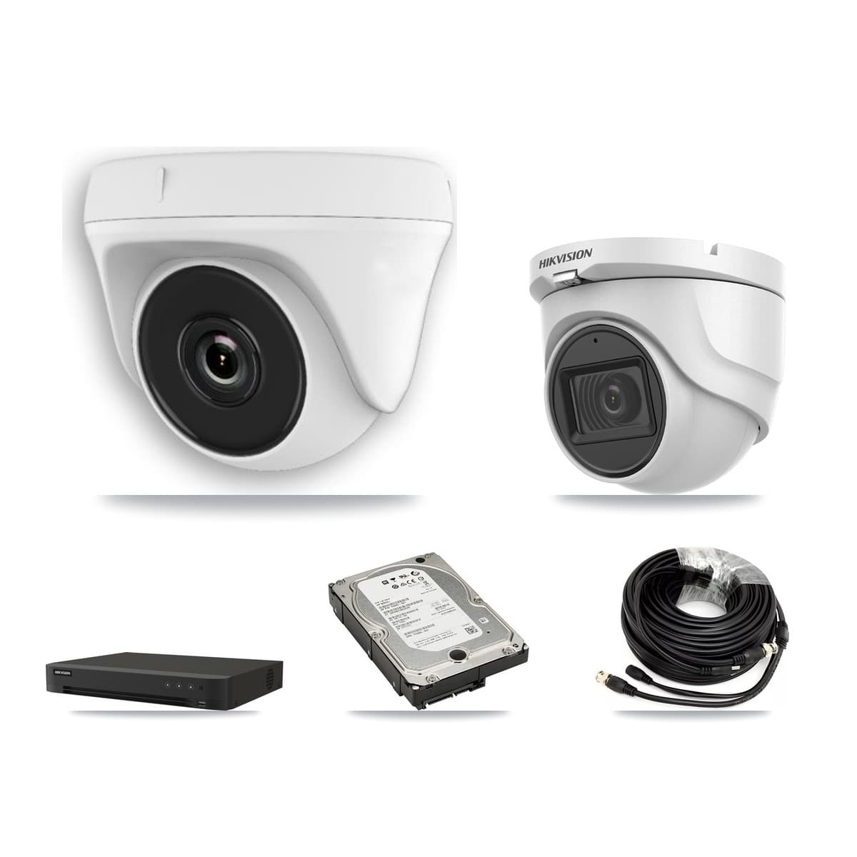 Hikvision 16-Channel 2MP – 5MP CCTV Kit — 1 5MP Turret + 5 White 2MP Dome Cameras + 5TB Recording (IDS-7216HQHI Recorder) - Image 1