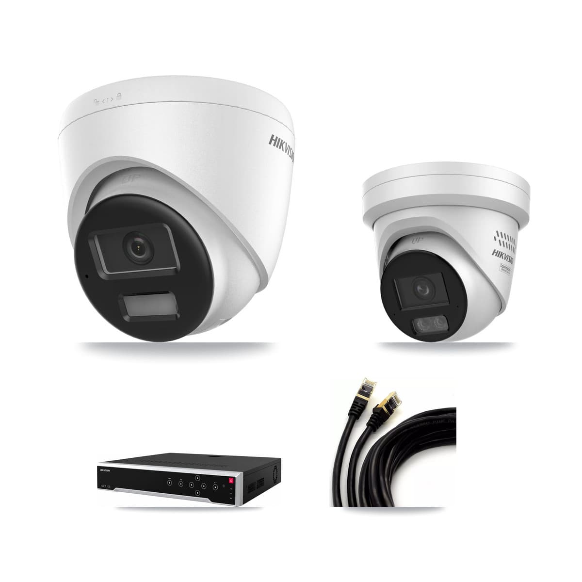 Hikvision 32-Channel 4MP – 4K CCTV Kit — 2 DS-2CD1383G2-LIUF/SL 4K + 2 DS-2CD2347G3-LIS2UY/SL 4MP Turret Cameras + 8TB Recording (DS-7732NI-M4/24P Recorder) - Image 1
