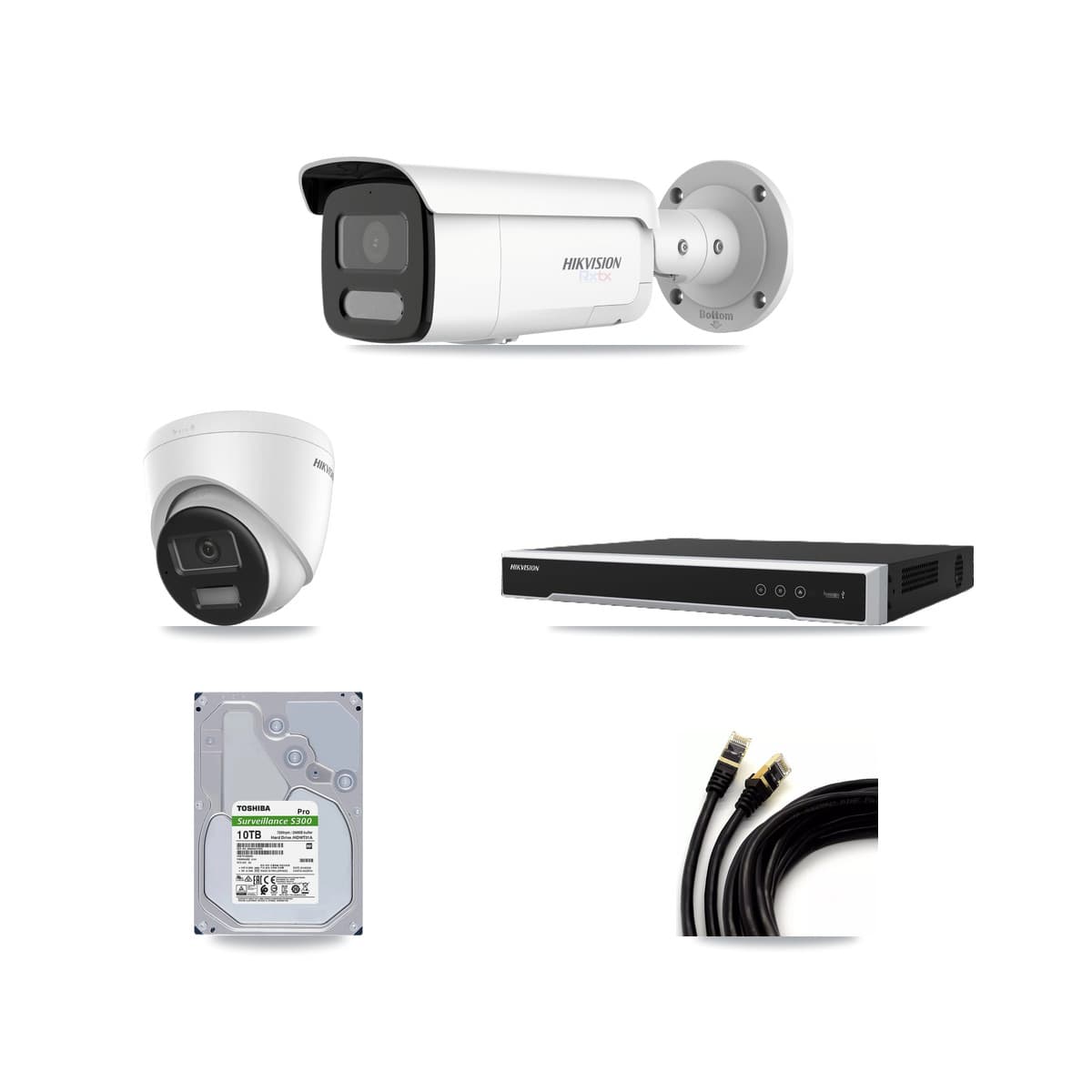 Hikvision 8-Channel 4K CCTV Kit — 1 Turret + 7 Bullet Cameras + 2× 10TB Recording