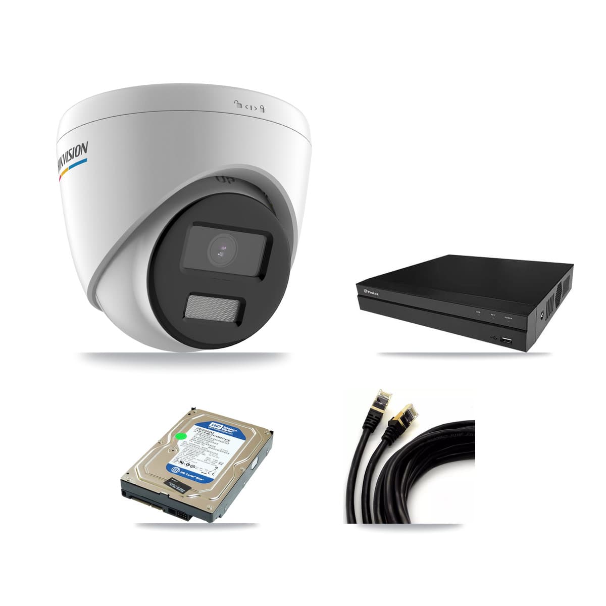 Hikvision & Prolux 8-Channel 2MP CCTV Kit — 3 Turret Cameras + 500GB Recording