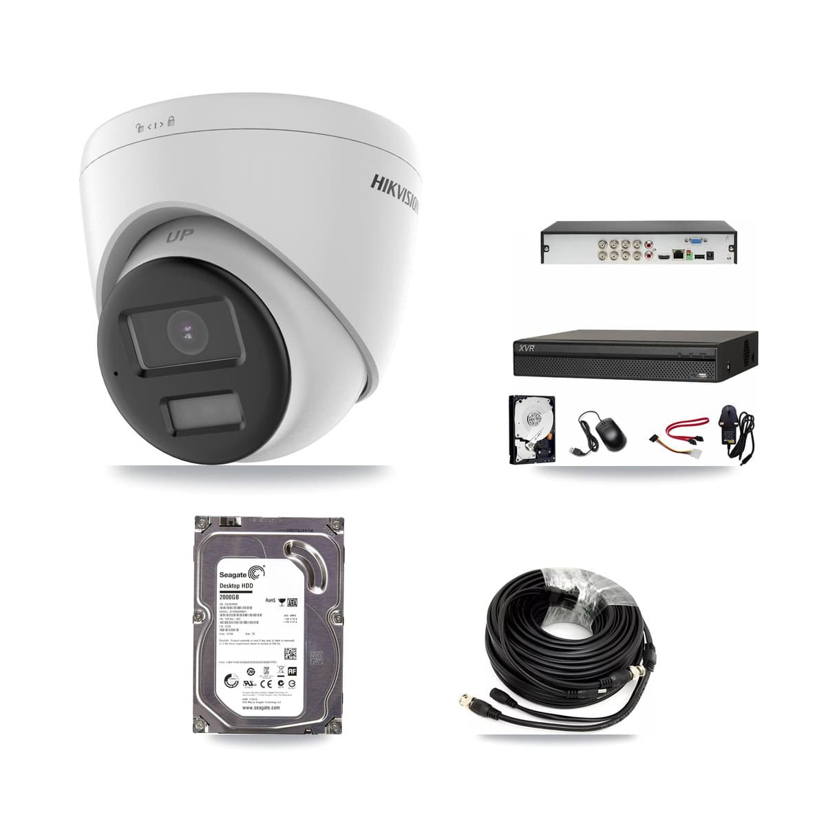Hikvision & Dahua 8-Channel 5MP CCTV Kit — 1 DS-2CE78K0T-LPTS Turret Camera + 2TB Recording (XVR-3108AD-4K Recorder) - Image 1
