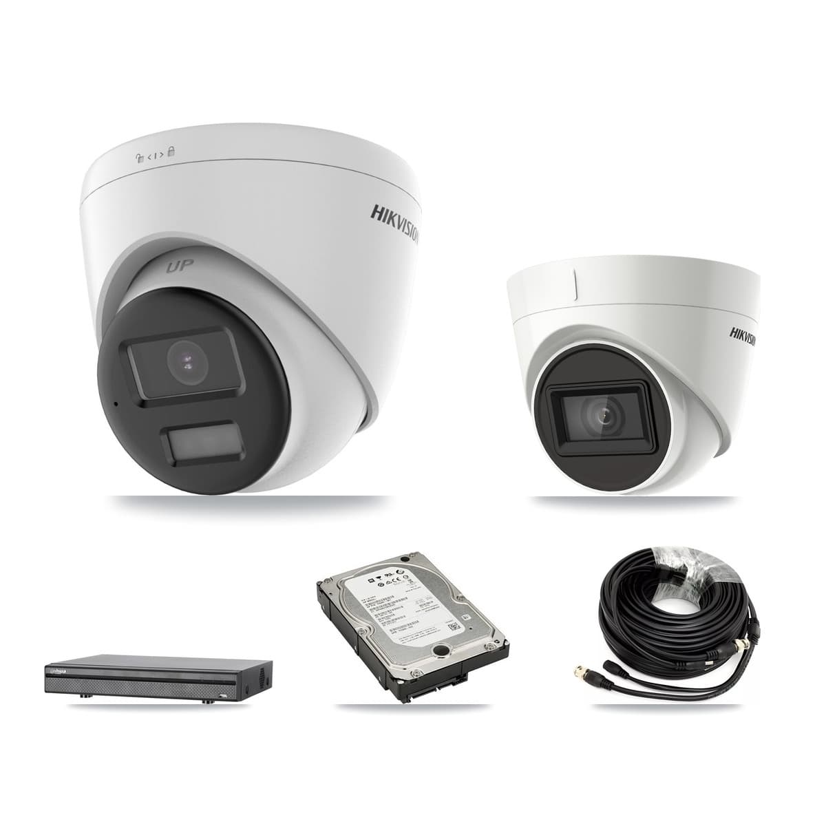 Hikvision & Dahua 8-Channel 4K CCTV Kit — 1 DS-2CE78U0T + 1 DS-2CE78U1T Turret Cameras + 5TB Recording - Image 1