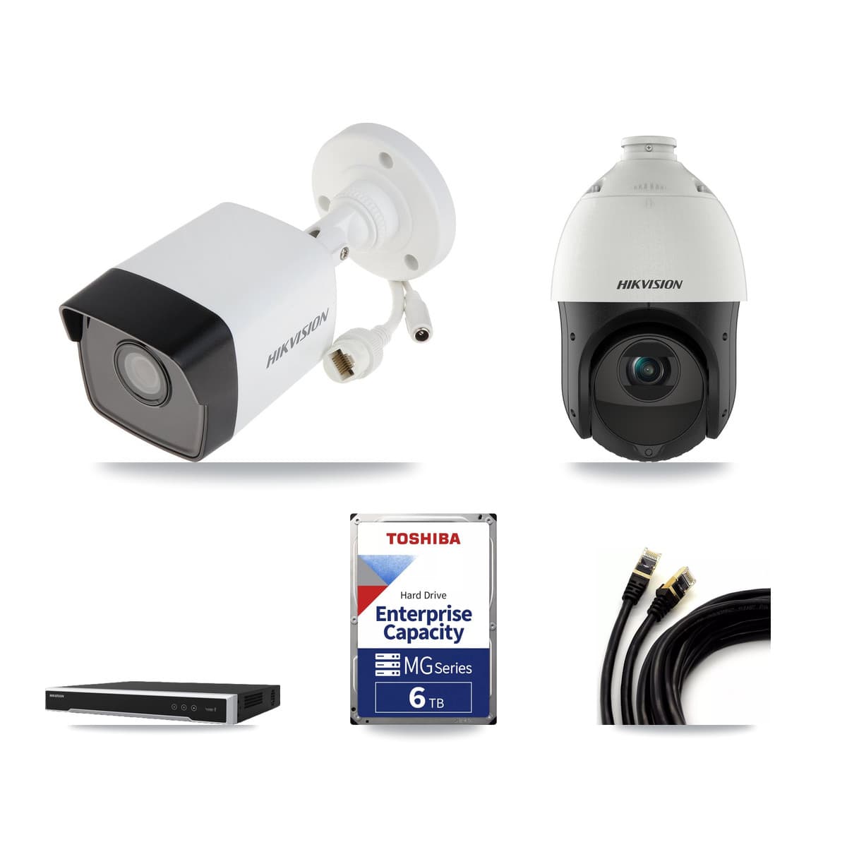 Hikvision 16-Channel 4MP – 5MP CCTV Kit — 4 5MP Bullet + 1 4MP PTZ Cameras + 6TB Recording - Image 1