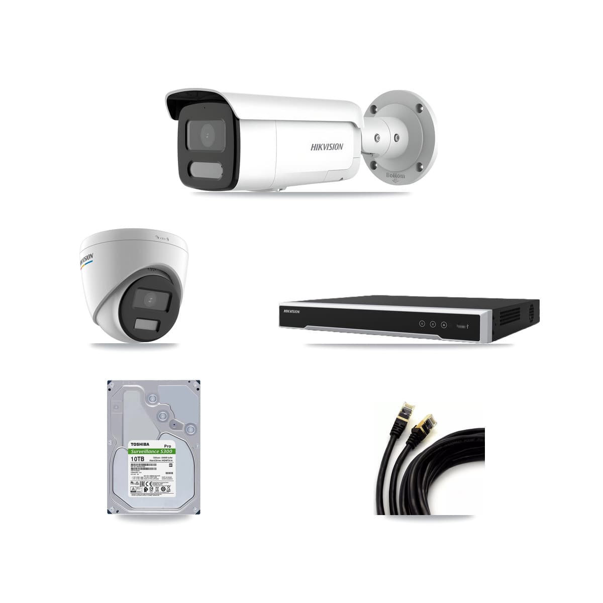 Hikvision 8-Channel 2MP – 4MP CCTV Kit — 1 2MP Turret + 7 4MP Bullet Cameras + 10TB Recording