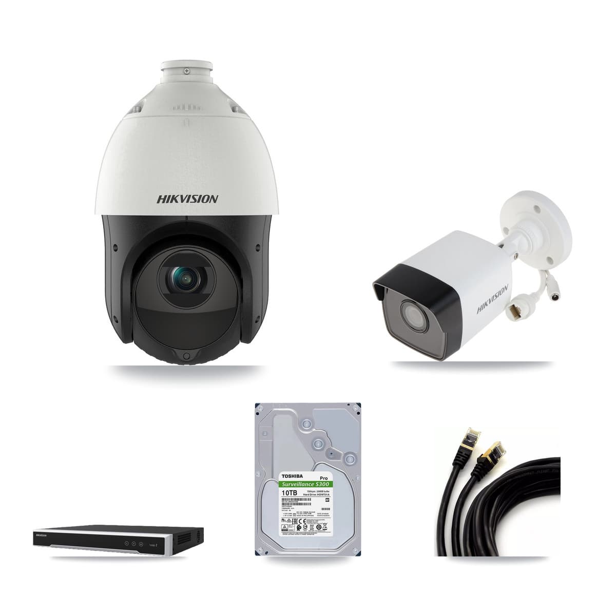 Hikvision 16-Channel 4MP – 5MP CCTV Kit — 5 5MP Bullet + 10 4MP PTZ Cameras + 2× 10TB Recording - Image 1