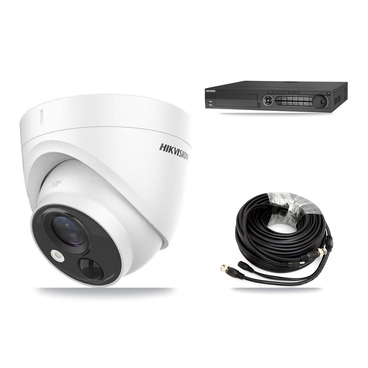 Hikvision 32-Channel 5MP CCTV Kit — 8 DS-2CE71H0T Turret Cameras + 2× 8TB Recording (IDS-7332HUHI Recorder)
