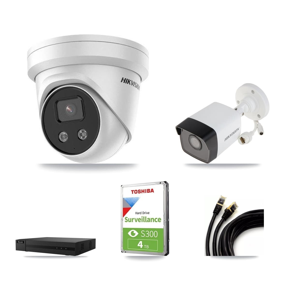 Hikvision & HiLook 8-Channel 5MP CCTV Kit — 1 Bullet + 2 Turret Cameras + 4TB Recording - Image 1