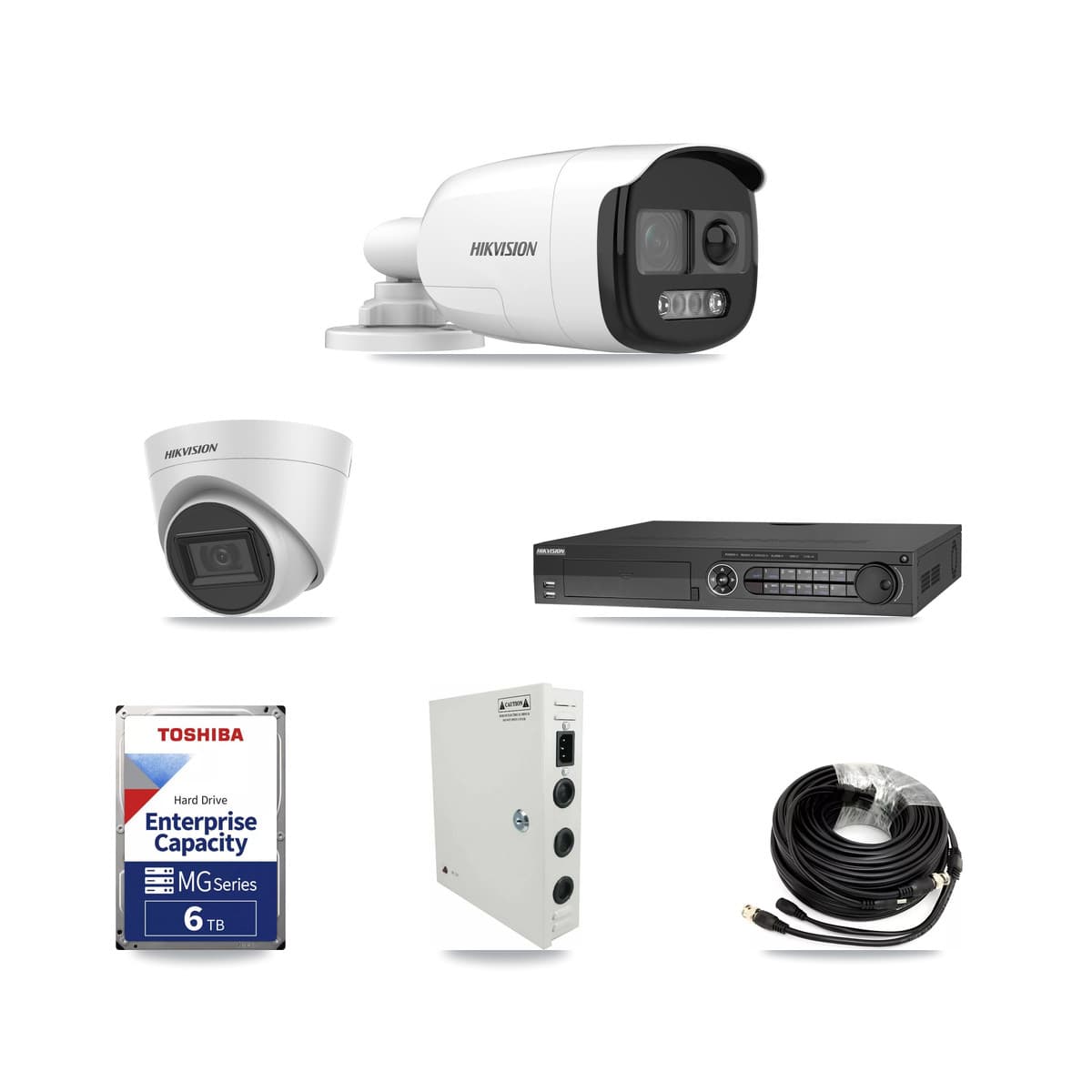Hikvision 32-Channel 5MP CCTV Kit — 5 Bullet + 5 White Turret Cameras + 2× 6TB Recording - Image 1