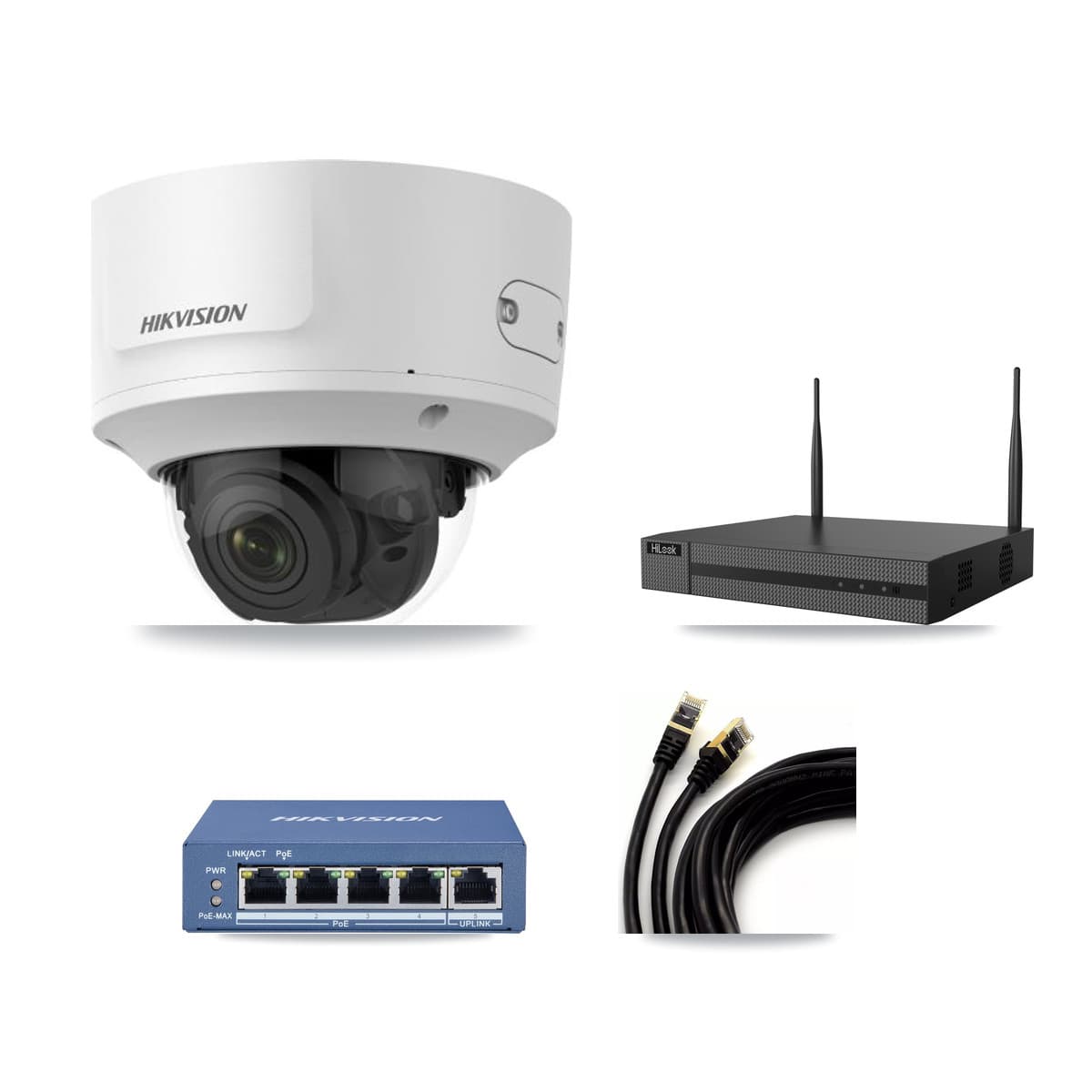 Hikvision & HiLook 4-Channel 2MP CCTV Kit — 4 Dome Cameras + 3TB Recording - Image 1