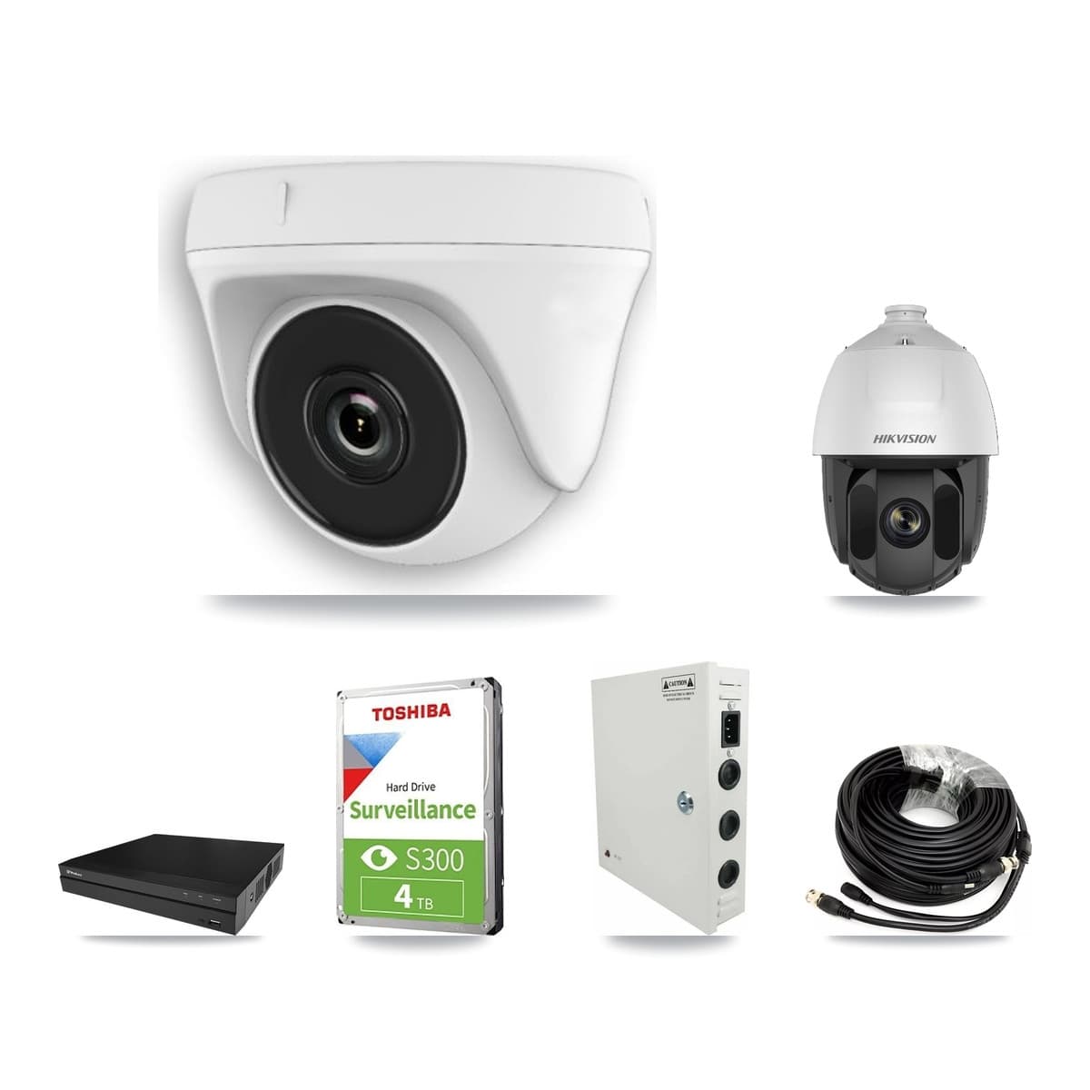 Hikvision & Prolux 8-Channel 2MP CCTV Kit — 1 PTZ + 3 White Dome Cameras + 4TB Recording (PXD-5208AN Recorder) - Image 1