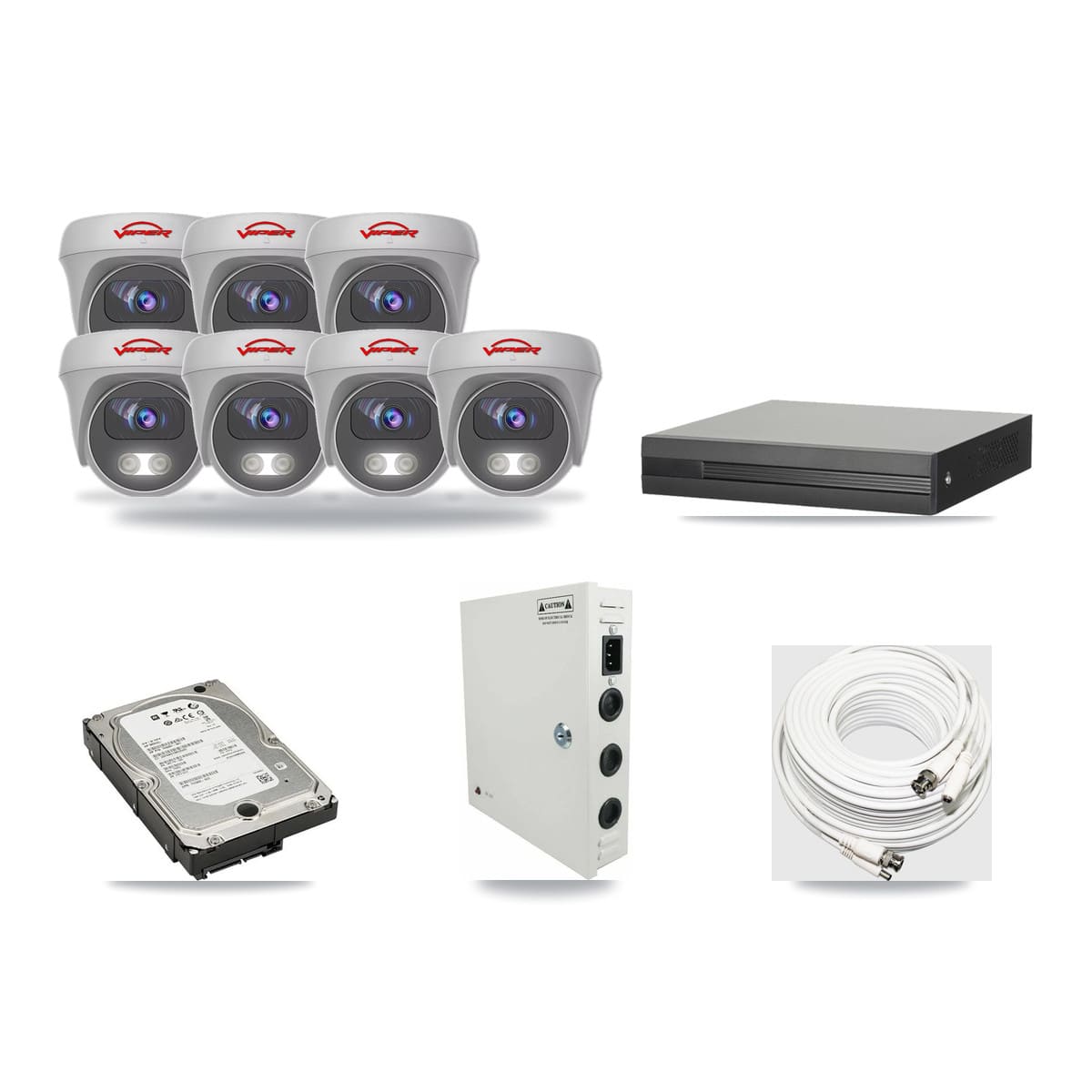 8-channel CCTV kit: 7 cameras (7× 5MP Camera), 5TB hard drive