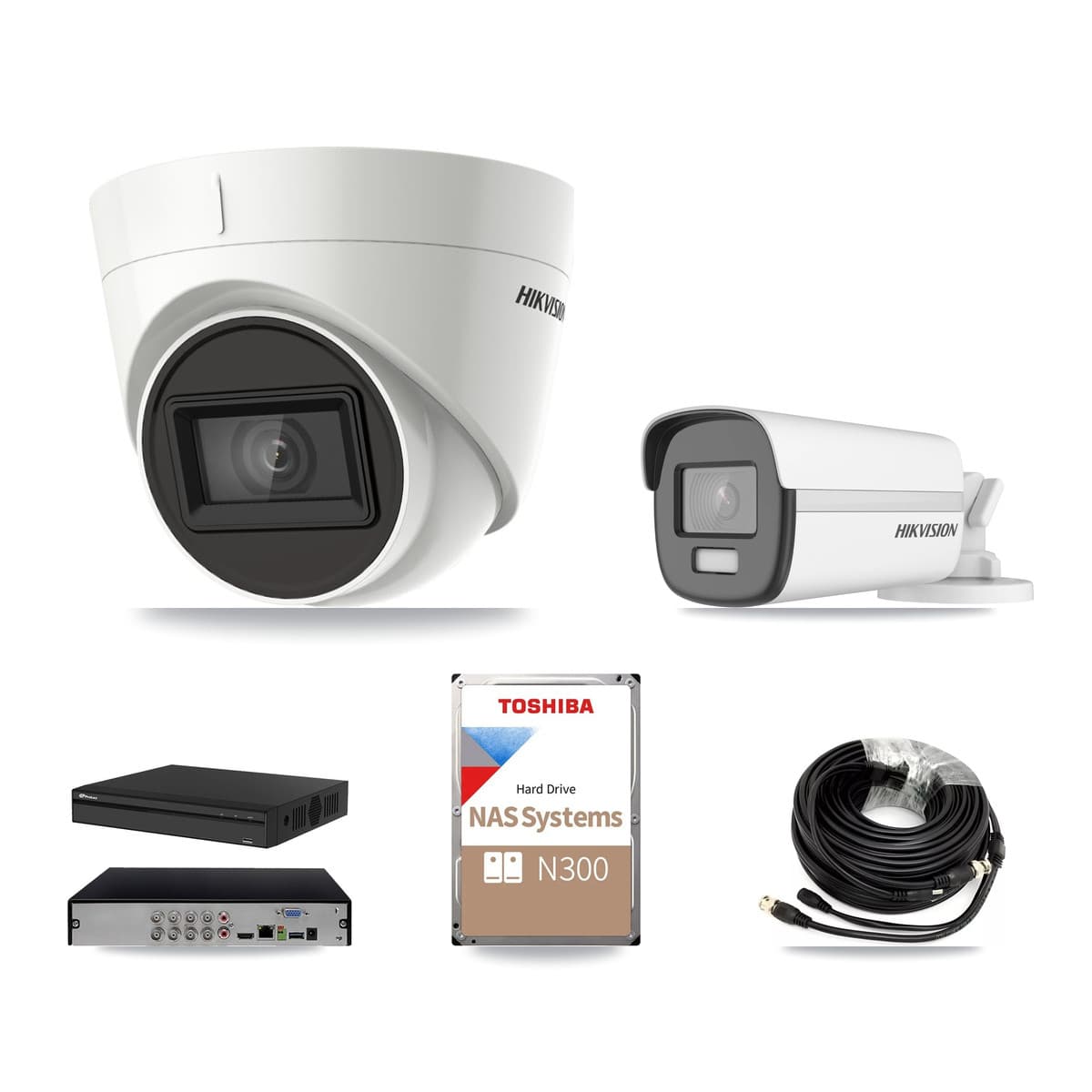 Hikvision & Prolux 8-Channel 4K CCTV Kit — 1 DS-2CE12UF3T Bullet + 7 DS-2CE78U1T Turret Cameras + 18TB Recording