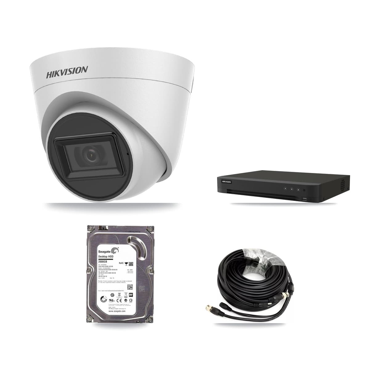 Hikvision 16-Channel 5MP CCTV Kit — 1 White Turret Camera + 2TB Recording (IDS-7216HQHI Recorder)