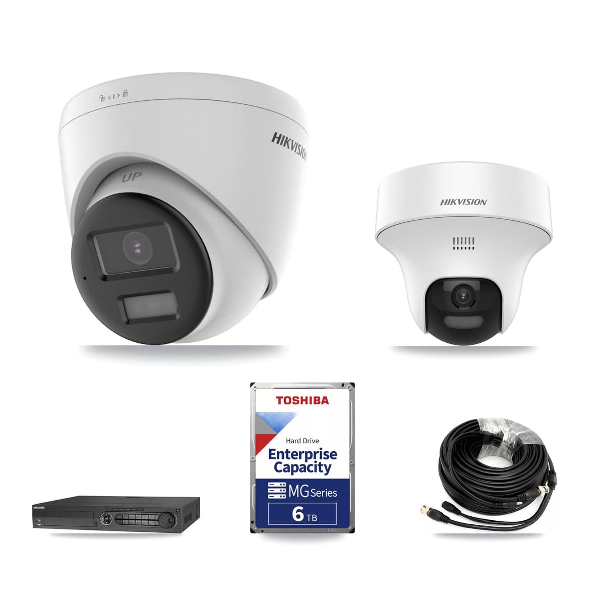 Hikvision 32-Channel 5MP – 4K CCTV Kit — 2 DS-2CE70K0T 5MP + 6 DS-2CE78U0T 4K Turret Cameras + 3× 6TB Recording