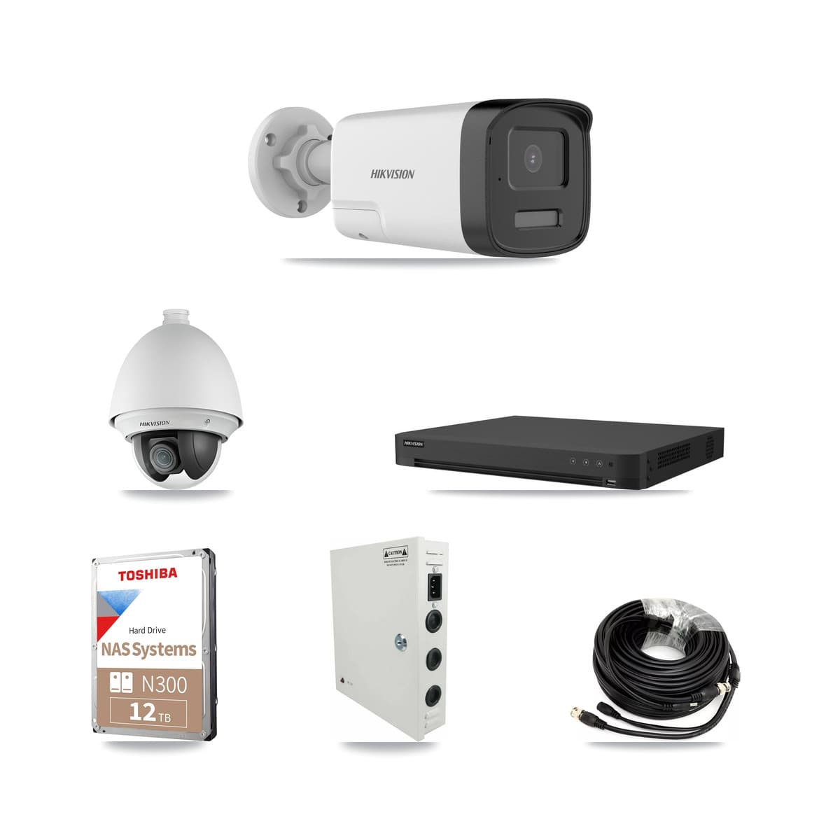 Hikvision 16-Channel 2MP – 5MP CCTV Kit — 1 DS-2AE4225T 2MP PTZ + 9 DS-2CE17K0T 5MP Bullet Cameras + 12TB Recording (IDS-7216HUHI Recorder) - Image 1