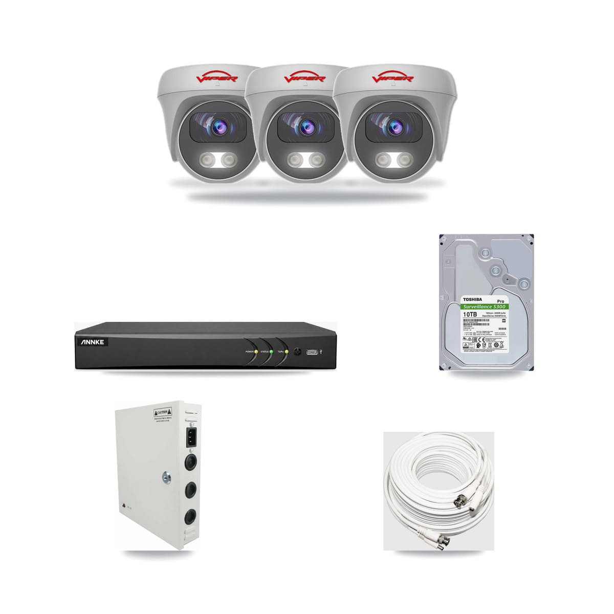 Viper & ANNKE 4-Channel 5MP CCTV Kit — 3 Cameras + 10TB Recording - Image 1
