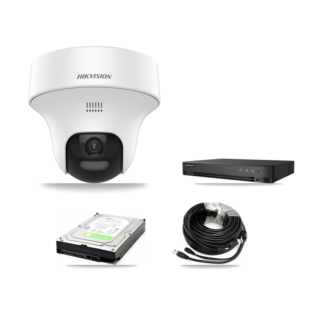 Hikvision 4-Channel 5MP CCTV Kit — 1 DS-2CE70K0T Turret Camera + 1TB Recording (IDS-7204HQHI Recorder)