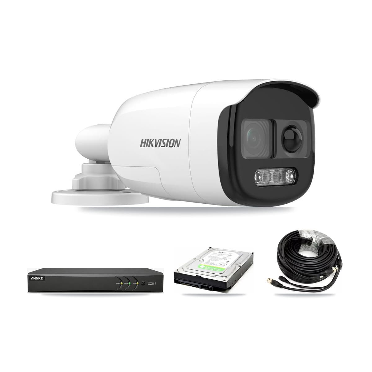 Hikvision & ANNKE 4-Channel 5MP CCTV Kit — 1 DS-2CE12KF3T Bullet Camera + 1TB Recording