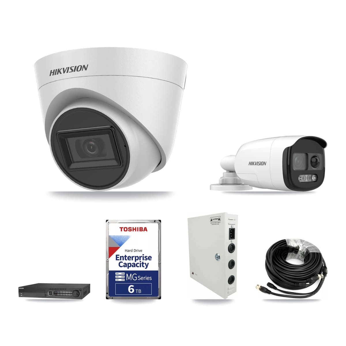 Hikvision 32-Channel 5MP CCTV Kit — 1 Bullet + 13 White Turret Cameras + 3× 6TB Recording - Image 1