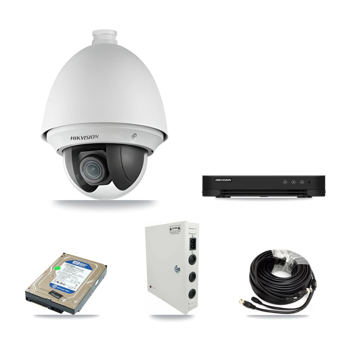 Hikvision 8-Channel 2MP CCTV Kit — 3 PTZ Cameras + 500GB Recording (DS-7208HGHI Recorder)