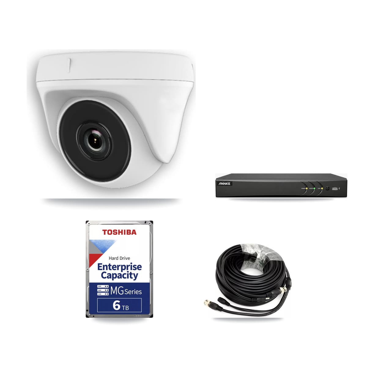 ANNKE 4-Channel 2MP CCTV Kit — 4 Dome Cameras + 6TB Recording