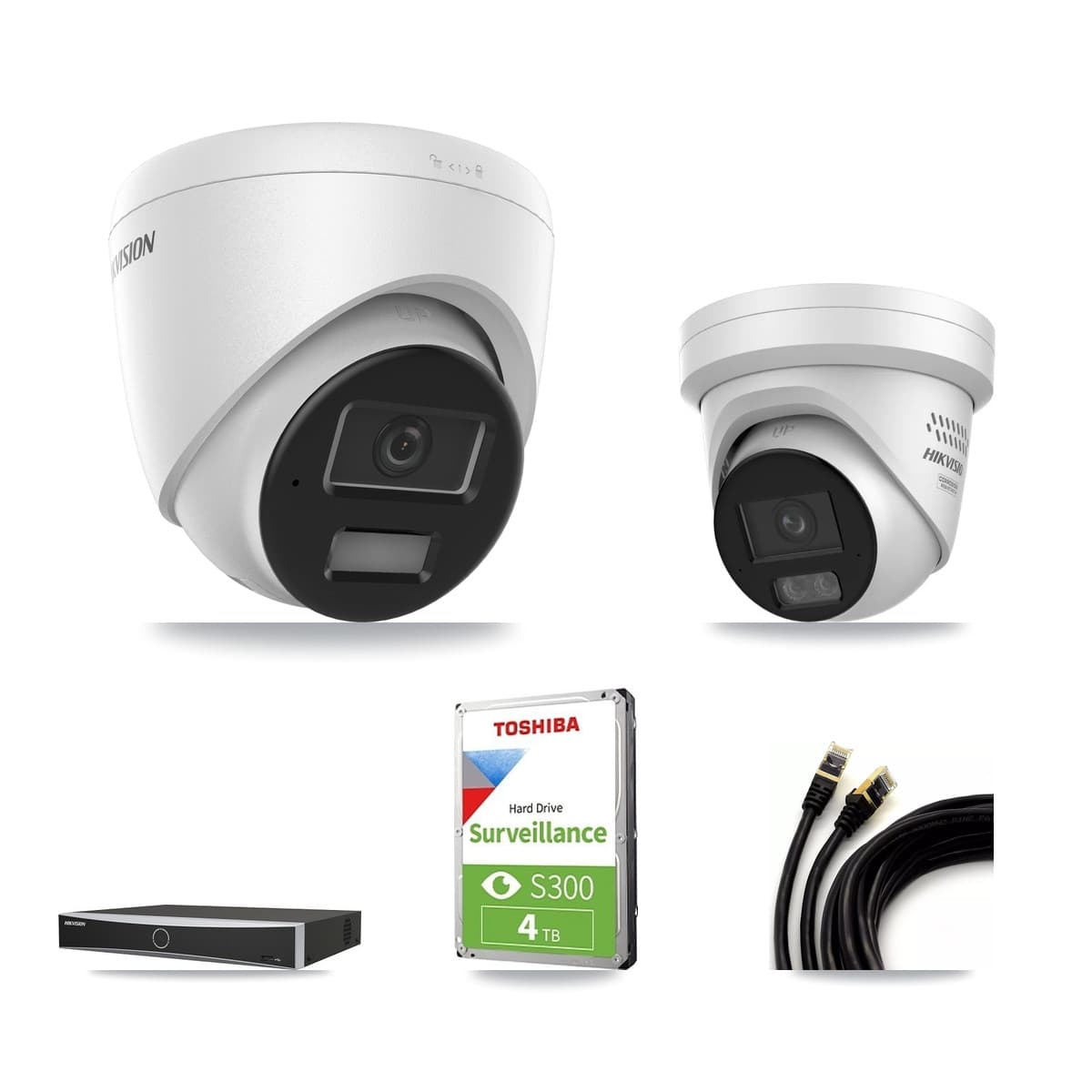 Hikvision 4-Channel 4MP CCTV Kit — 1 DS-2CD1343G2 + 1 DS-2CD2347G3 Turret Cameras + 4TB Recording