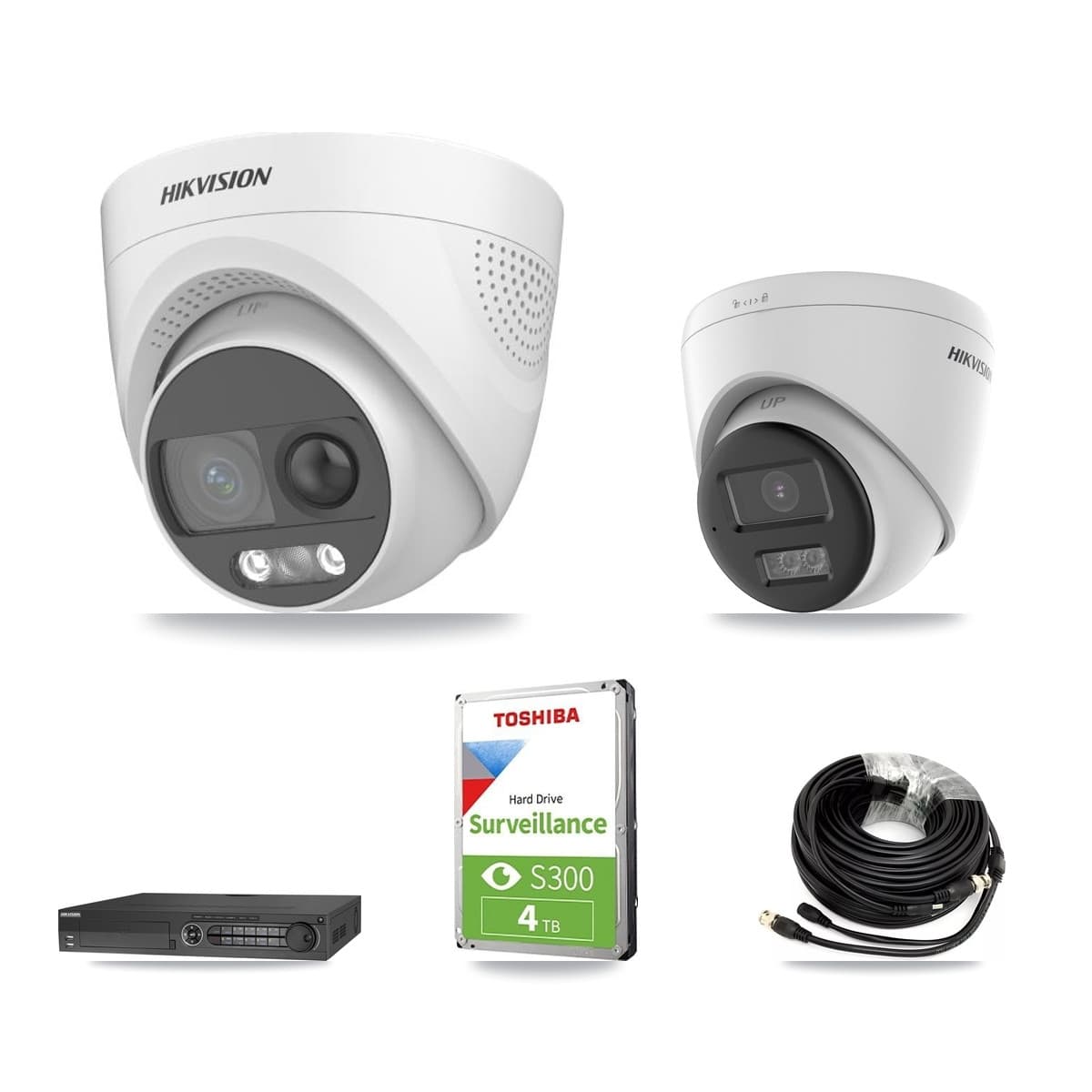 Hikvision 32-Channel 5MP CCTV Kit — 1 DS-2CE72KF3T-PIRXO + 1 DS-2CE78K0T-LTS Turret Cameras + 4TB Recording (DS-7332HQHI-K4 Recorder) - Image 1
