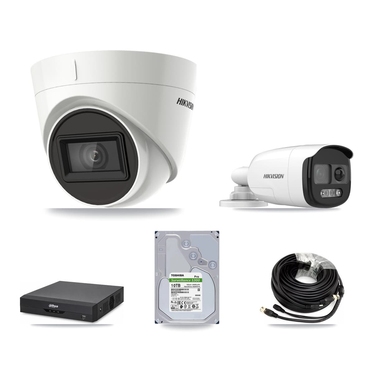Hikvision & Dahua 4-Channel 5MP – 4K CCTV Kit — 1 DS-2CE12KF3T 5MP Bullet + 3 DS-2CE78U1T 4K Turret Cameras + 10TB Recording - Image 1