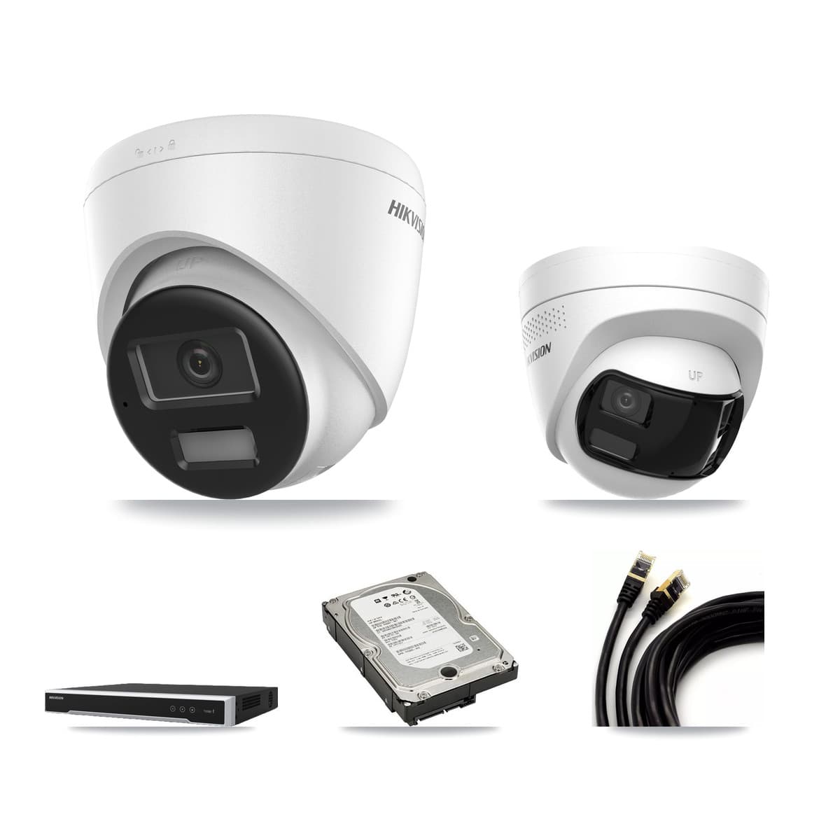 Hikvision 8-Channel 4K CCTV Kit — 1 DS-2CD1383G2 + 1 DS-2CD1383G2P Turret Cameras + 5TB Recording - Image 1