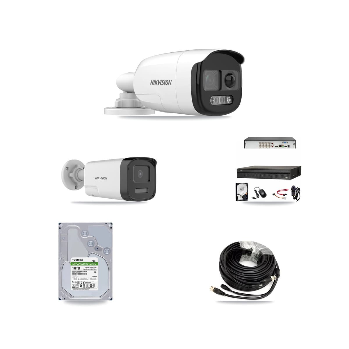 Hikvision & Dahua 8-Channel 5MP CCTV Kit — 6 DS-2CE12KF3T + 1 DS-2CE17K0T Bullet Cameras + 10TB Recording - Image 1