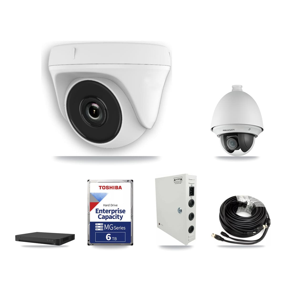 Hikvision 32-Channel 2MP CCTV Kit — 1 PTZ + 9 White Dome Cameras + 6TB Recording (IDS-7232HQHI Recorder) - Image 1
