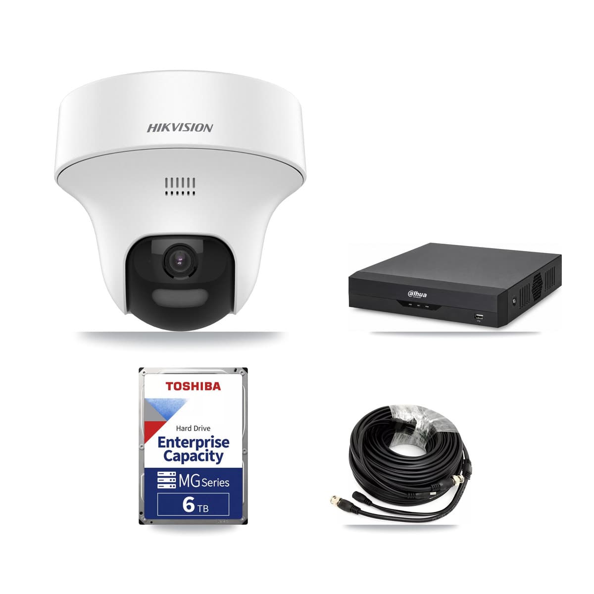 Hikvision & Dahua 4-Channel 5MP CCTV Kit — 2 DS-2CE70K0T Turret Cameras + 6TB Recording - Image 1