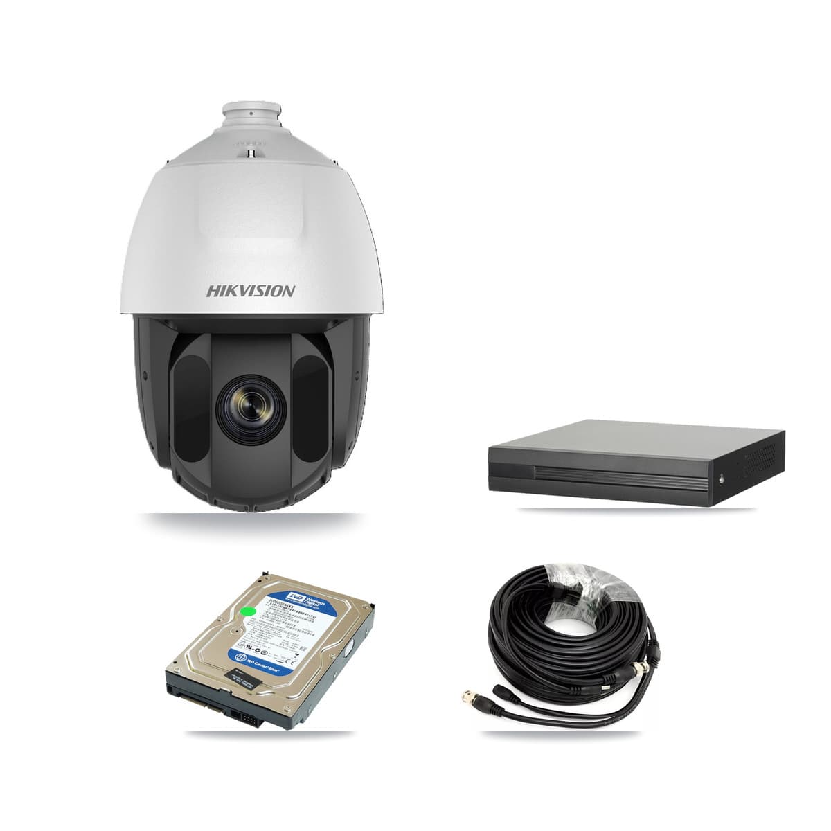 Hikvision 4-Channel 2MP CCTV Kit — 1 DS-2AE5225TI PTZ Camera + 500GB Recording (XVR-3104HS Recorder)