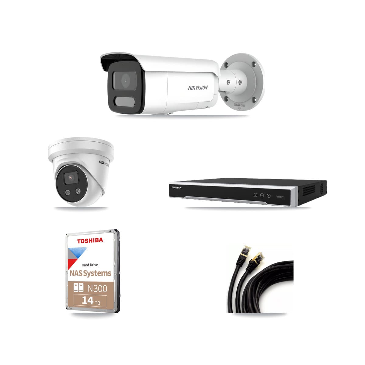 Hikvision 16-Channel 4MP – 5MP CCTV Kit — 8 4MP Bullet + 4 5MP Turret Cameras + 14TB Recording
