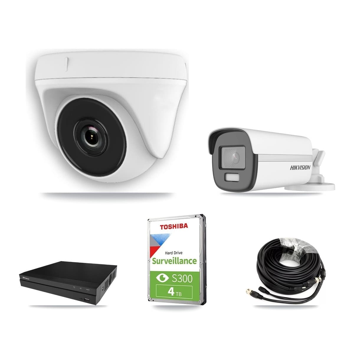 Hikvision & Prolux 8-Channel 2MP – 4K CCTV Kit — 1 4K Bullet + 2 White 2MP Dome Cameras + 4TB Recording (PXD-5208AN Recorder) - Image 1