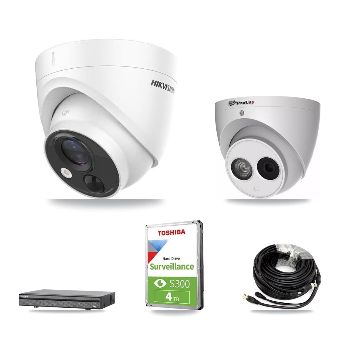 8-Channel 4MP – 5MP CCTV Kit — 2 DS-2CE71H0T 5MP + 1 PXC-612C4W-A 4MP Turret Cameras + 4TB Recording (DH-XVR5108H Recorder) - Image 1