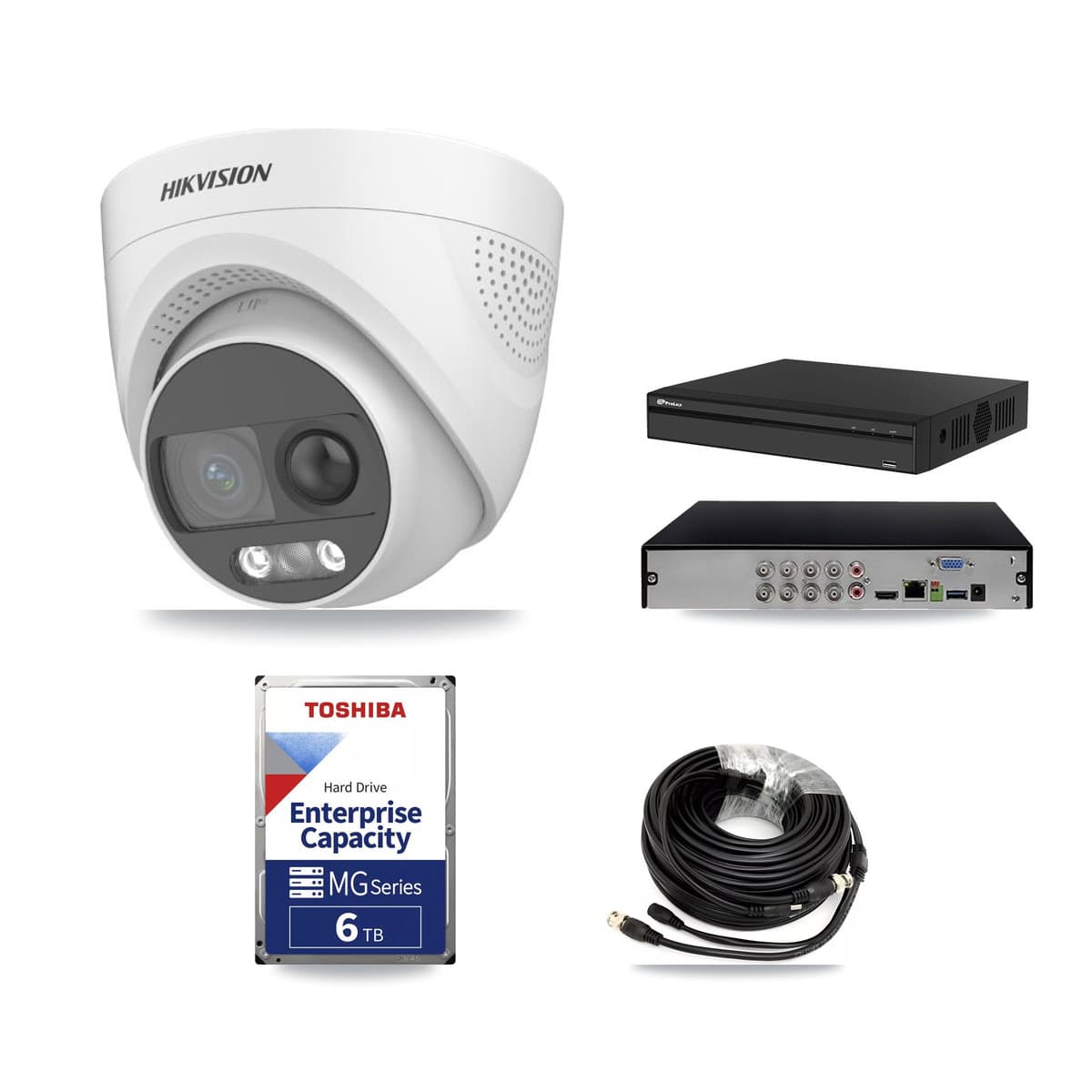 Hikvision & Prolux 8-Channel 5MP CCTV Kit — 5 DS-2CE72KF3T Turret Cameras + 6TB Recording (PXD-5108HS Recorder) - Image 1