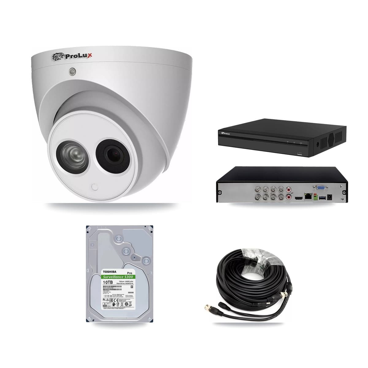 Prolux 8-Channel 4MP CCTV Kit — 8 Turret Cameras + 10TB Recording (PXD-5108HS Recorder) - Image 1