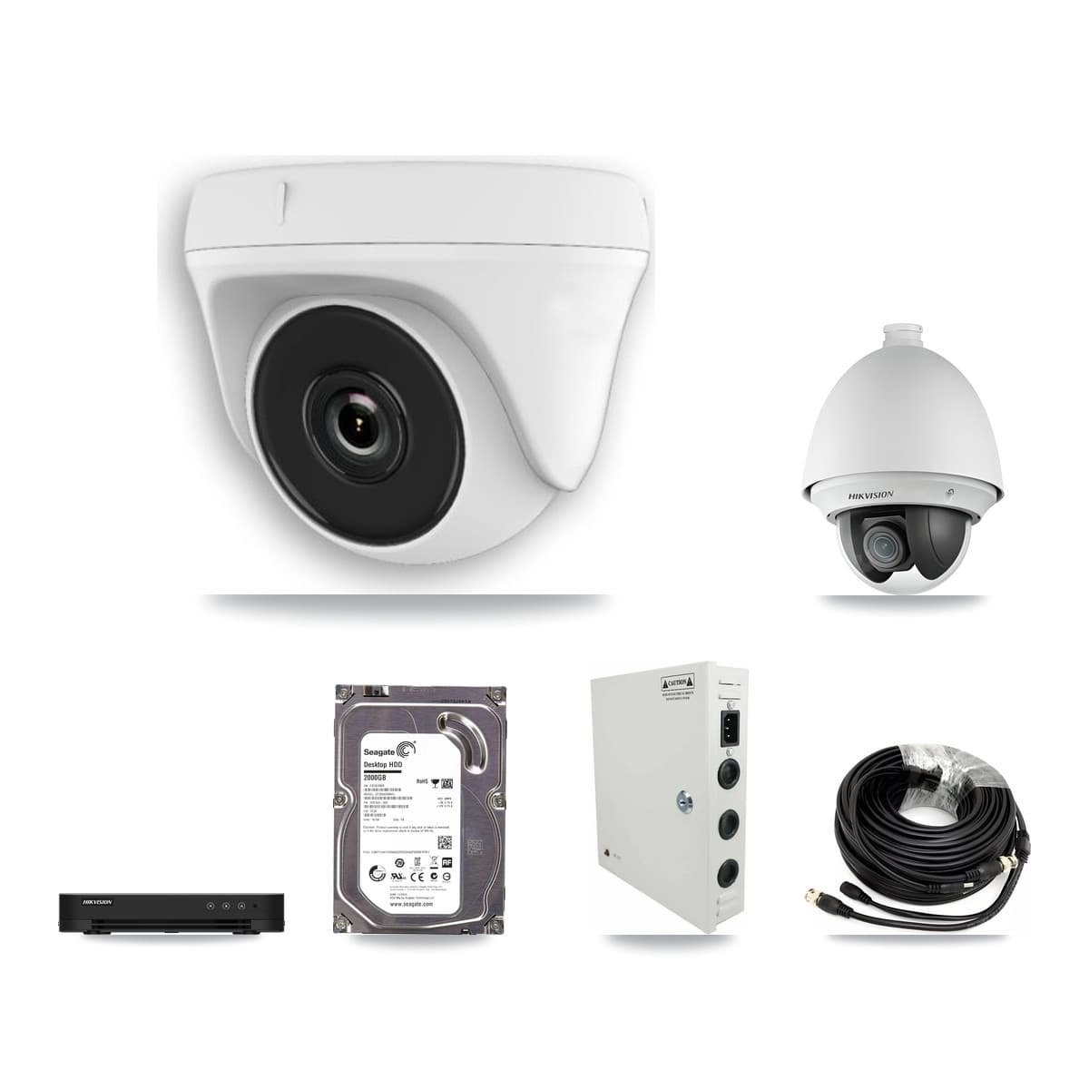 Hikvision 8-Channel 2MP CCTV Kit — 1 PTZ + 2 Dome Cameras + 2TB Recording