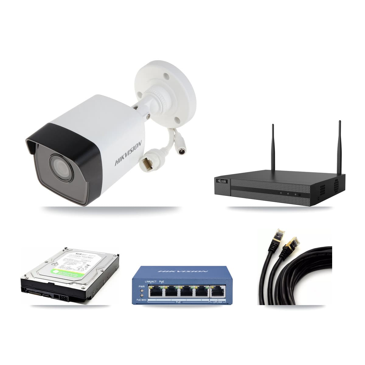 Hikvision & HiLook 4-Channel 5MP CCTV Kit — 1 Bullet Camera + 1TB Recording