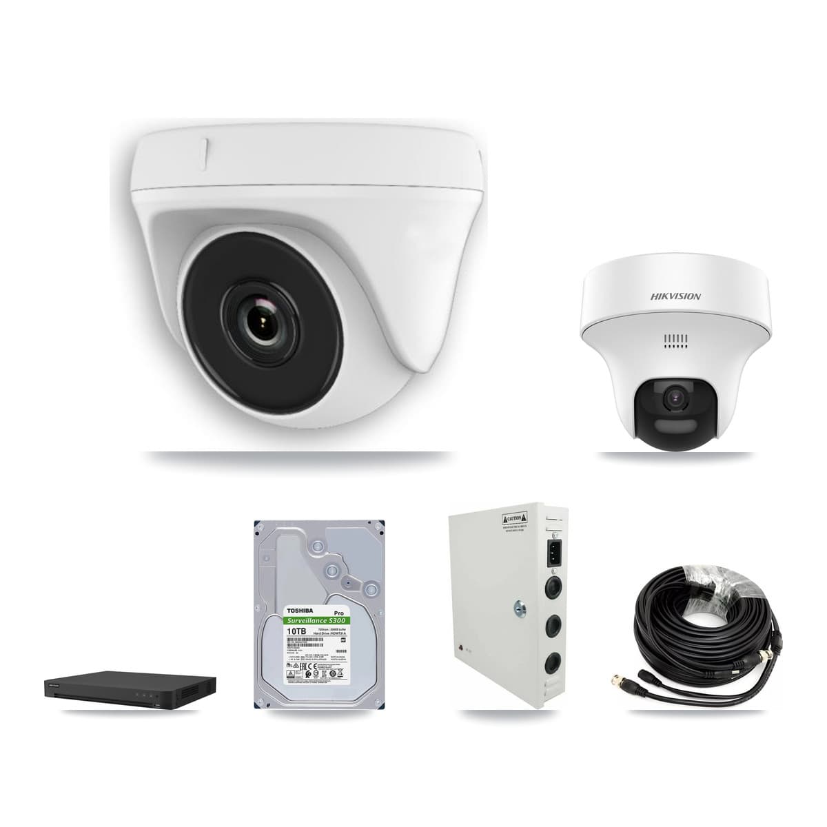 Hikvision 16-Channel 2MP – 5MP CCTV Kit — 1 DS-2CE70K0T 5MP Turret + 13 White HDT-2MP-N20W 2MP Dome Cameras + 10TB Recording (IDS-7216HUHI Recorder) - Image 1